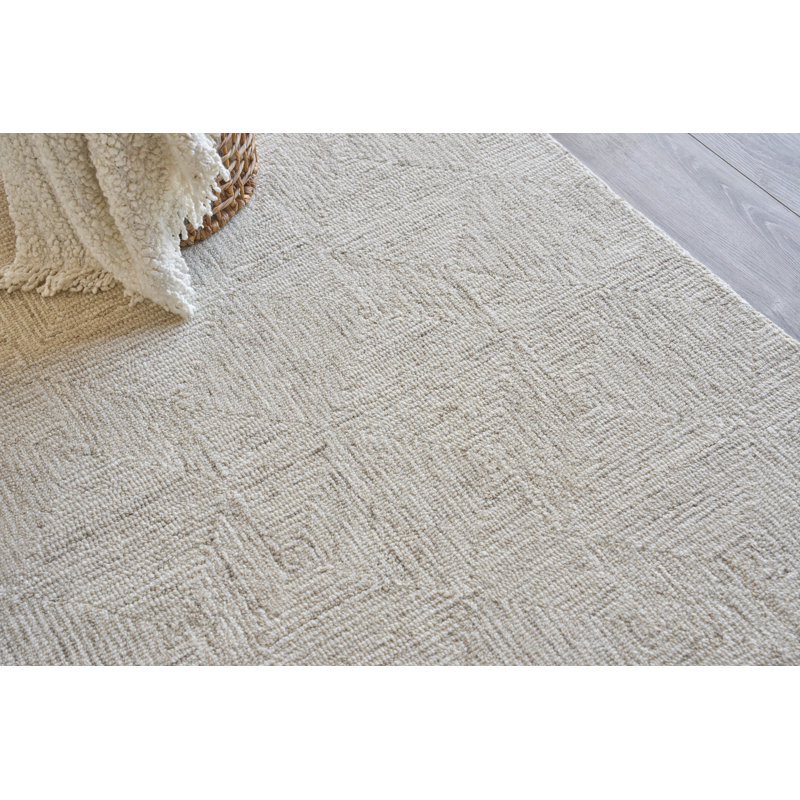 Caprice Geometric Handmade Tufted Area Rug, Rectangle 12' x 15', Dark Beige/Ivory