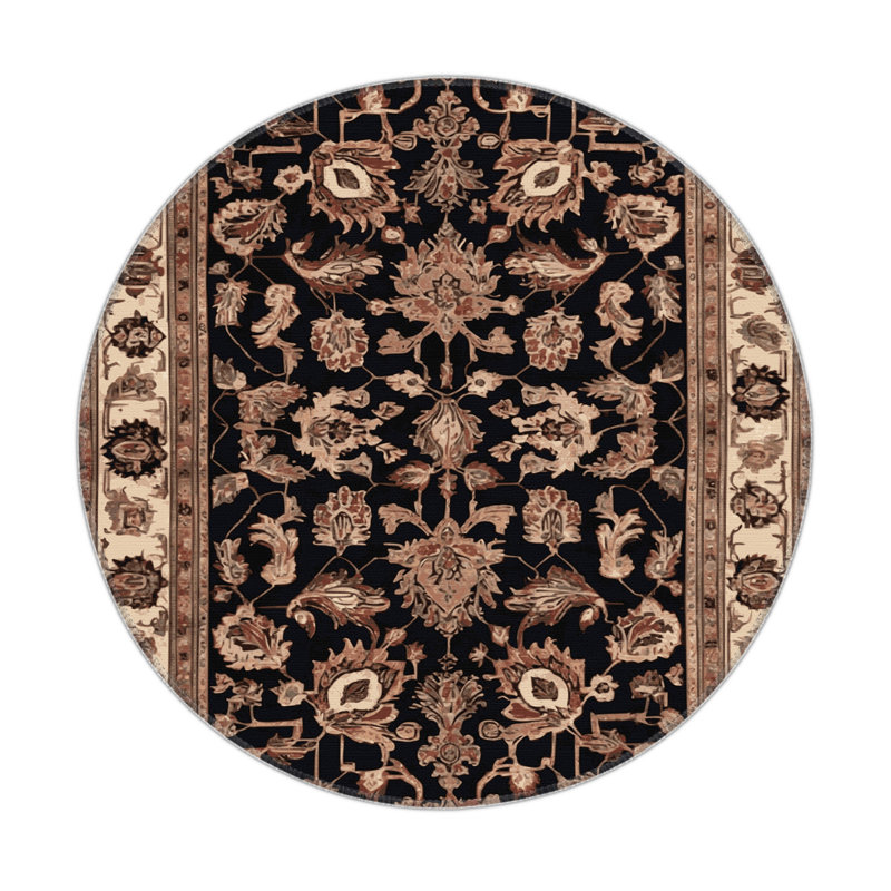 Tapis d'intérieur et d'extérieur brun Persian, Rond 5 pi