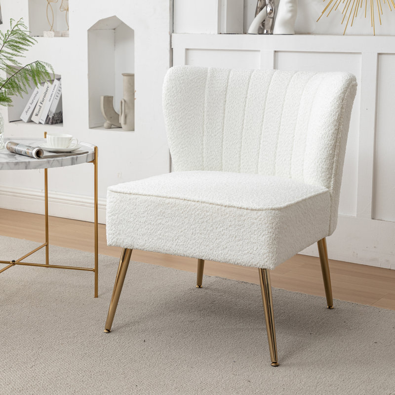 Kyshawna Upholstered Side Chair, Ivory Boucle