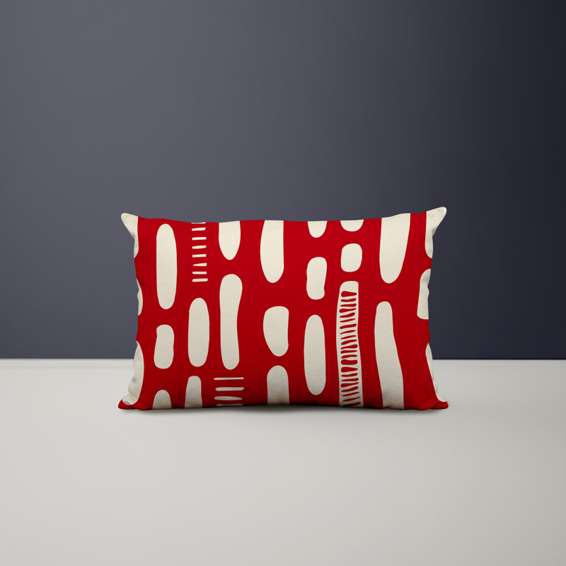 Polyester/Polyester Blend Lumbar Rectangular Indoor/Outdoor Pillow Cover & Insert, Red