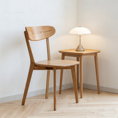 North American Oak Dining Chair, Solid Natural Wood Chair, Simple Style For Living Room & Dining Table, 46.5*54*80Cm