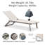 Ensemble de chaise longue inclinable d'extérieur, en aluminium réglable en 4 positions, toile Phifertex, table d'appoint, ensemble de 194 cm (76,4 pouces), capacité de charge de 300 kg (660 livres).