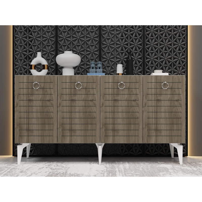 Olivia 79cm Sideboard, White/Walnut