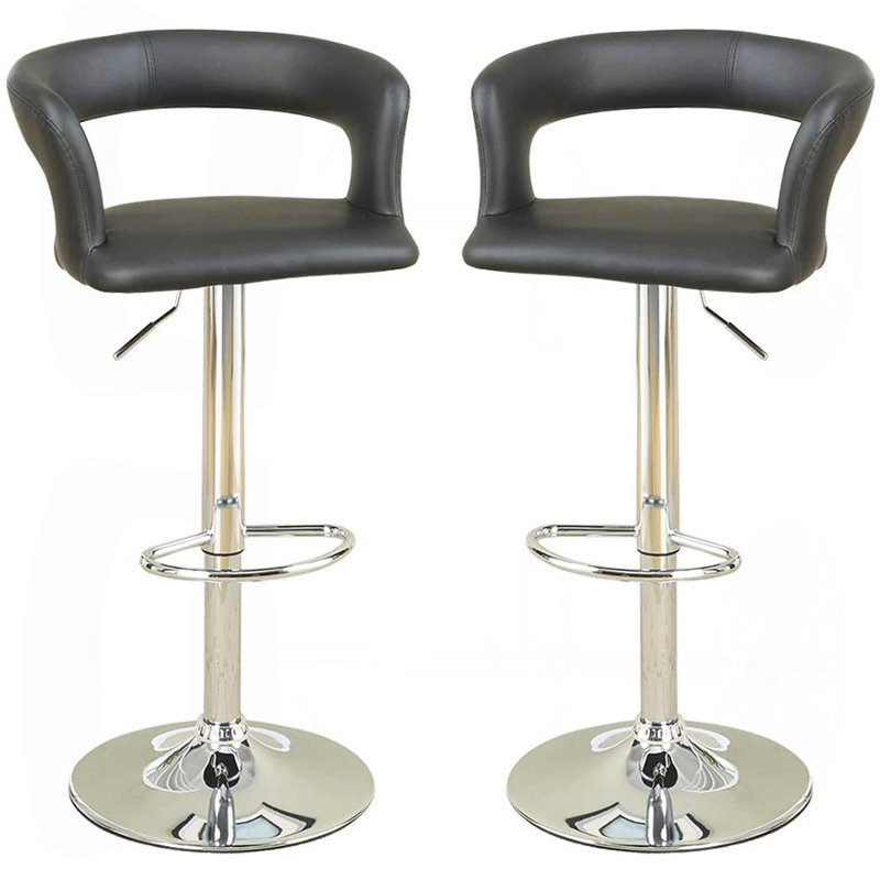 Ensemble de 2 tabourets de bar et tabourets de bar à hauteur réglable en PVC / similicuir noir