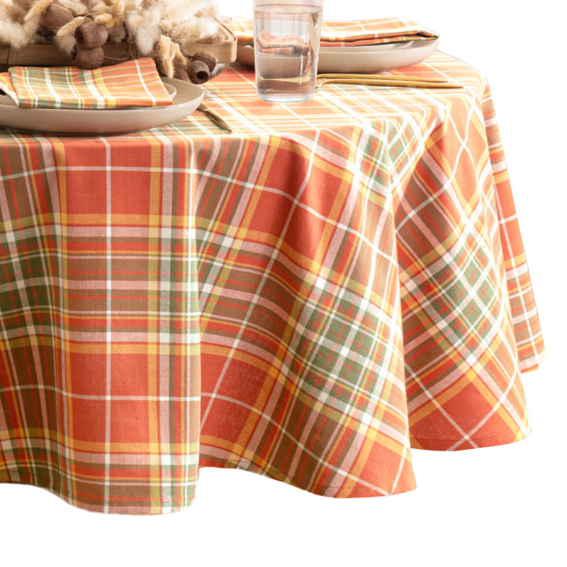 Wellsville Plaid Harvest Cotton Oval Tablecloth