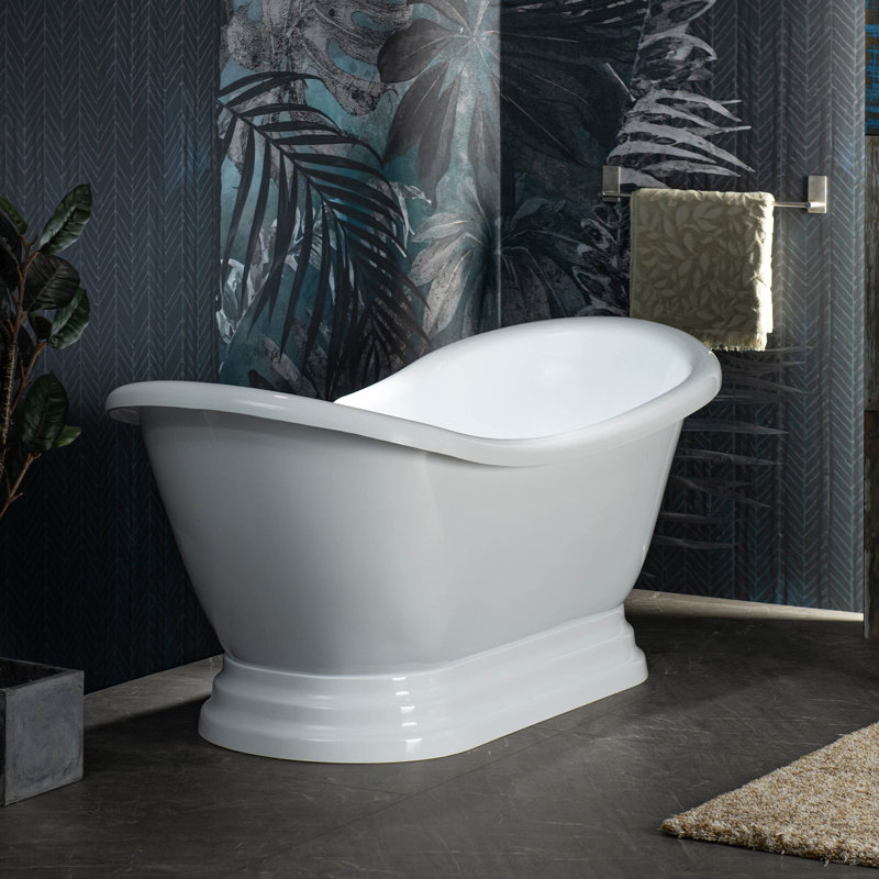 69" L x 28" W Freestanding Soaking Acrylic Double Ended Pedestal Tub (7-Inch Faucet Drillings), Oil Rubbed Bronze