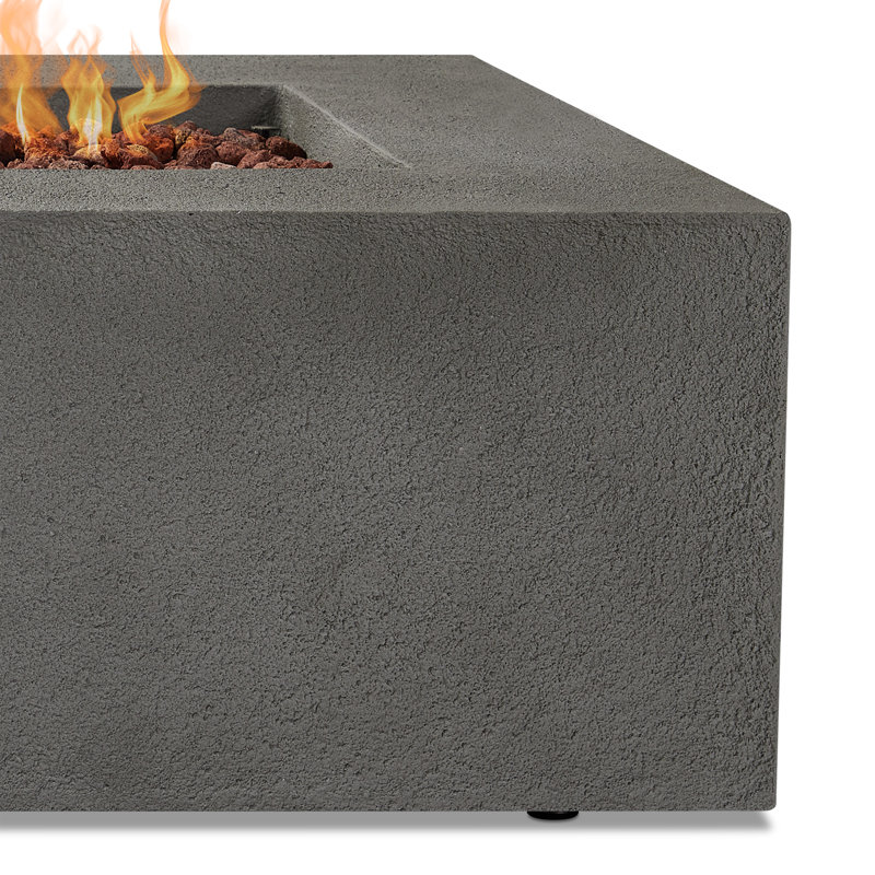 BALTIC Concrete Fire Pit Table with Lid, 15.75" H x 50.5" W x 32.5" D, Glacier grey, Propane