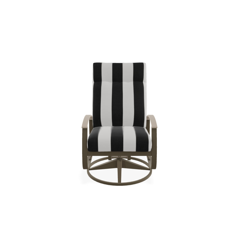 Chaise de patio pivotante avec coussins Askar, Cabana classique à rayures noires Sunbrella®, Désert P60
