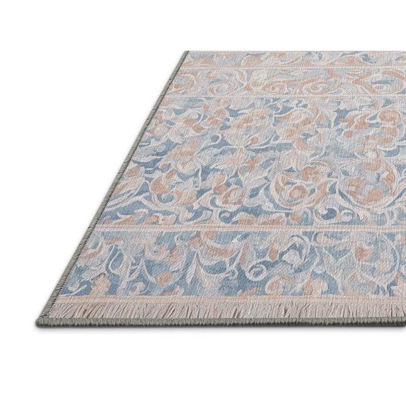 Machine Washable Gray Area Rug, Rectangle 6' x 9'