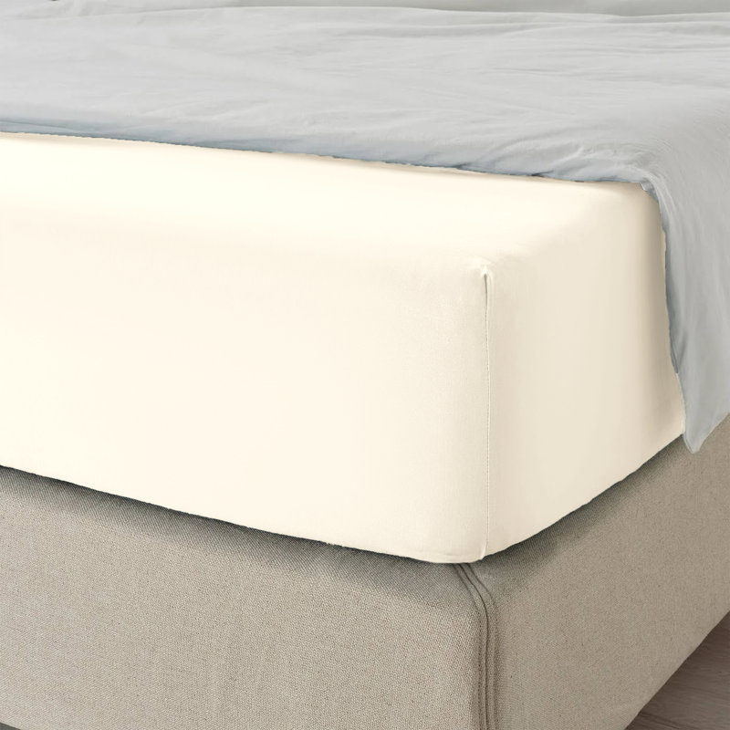 40cm Extra Deep Fitted Sheet – Soft Microfiber, Wrinkle-Free, Cooling, Elastic Corners, Single (3'), Cream