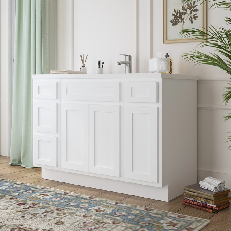 Base de meuble-lavabo simple 48 po seulement, Blanc