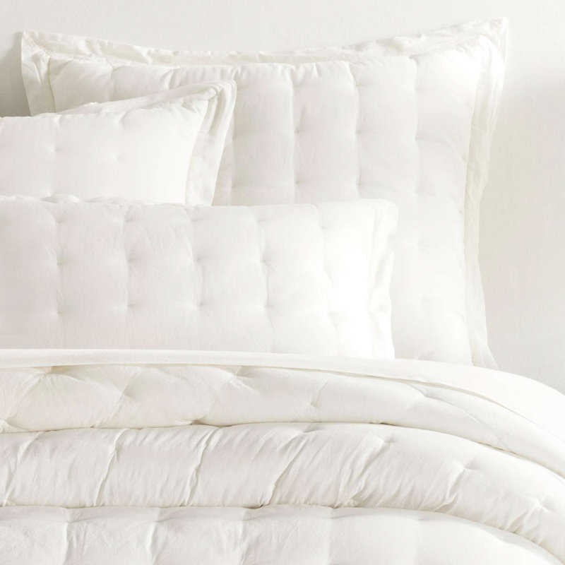 Cozy Cotton Puff Sham, King, White