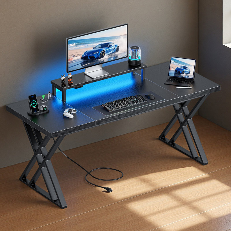 Thick Desktop Board Computer Desk, Black