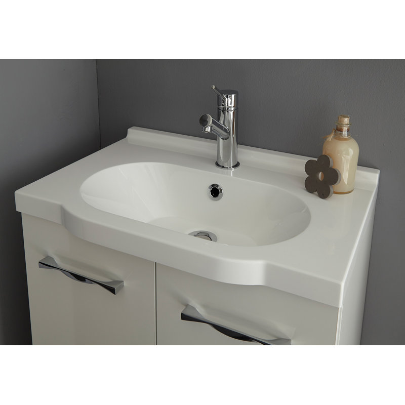 Ensemble de meuble-lavabo de salle de bain simple avec miroir 23,7 po Efren