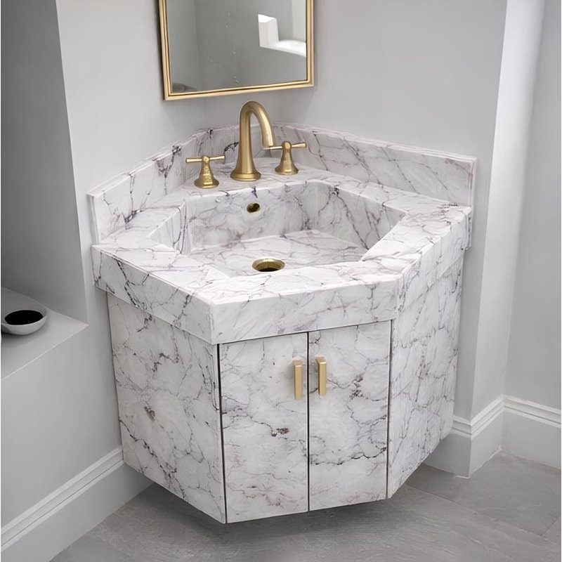 Handmade Corner Marble Sink Vanity - Space Saving Bathroom Design