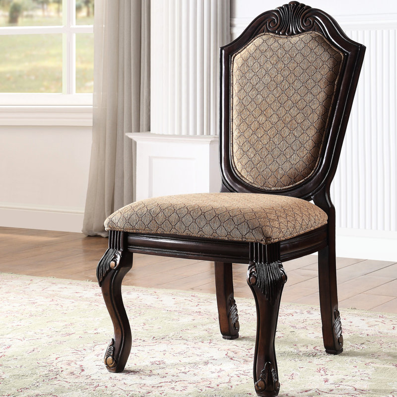 Et beige 2 chaises d'appoint de salle à manger - dossier uni traditionnel avec coussin, garniture 2, dossier, garniture soudée