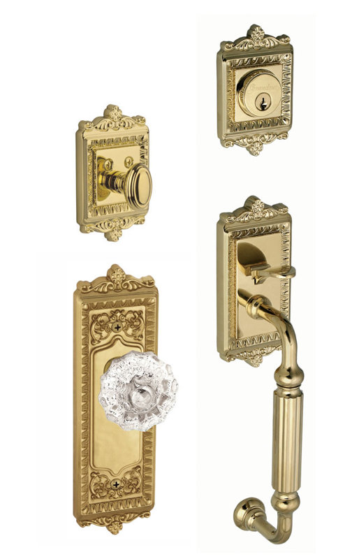 Windsor Handle With Knob And Deadbolt, Lifetime Brass