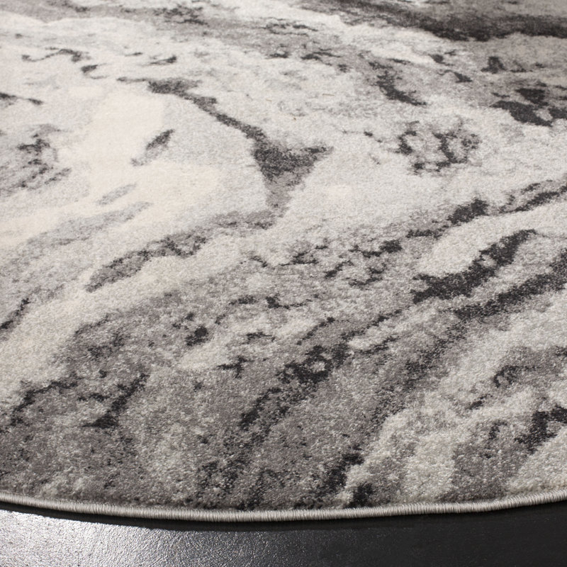 Faustina Abstract Ivory/Grey Area Rug, Runner 2'2" x 7'