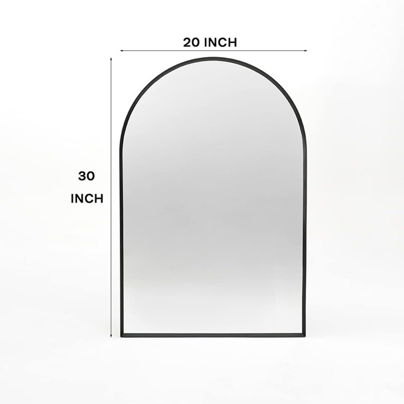  Miroir mural rond avec cadre en métal, Noir, 20 po x 30 po