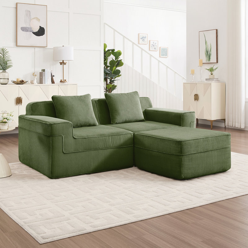 Canapé modulaire en L à 2 places, Vert