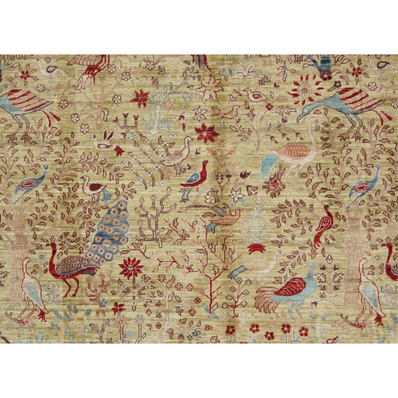 High-Quality Hand-Knotted Camel And Red Area Rug