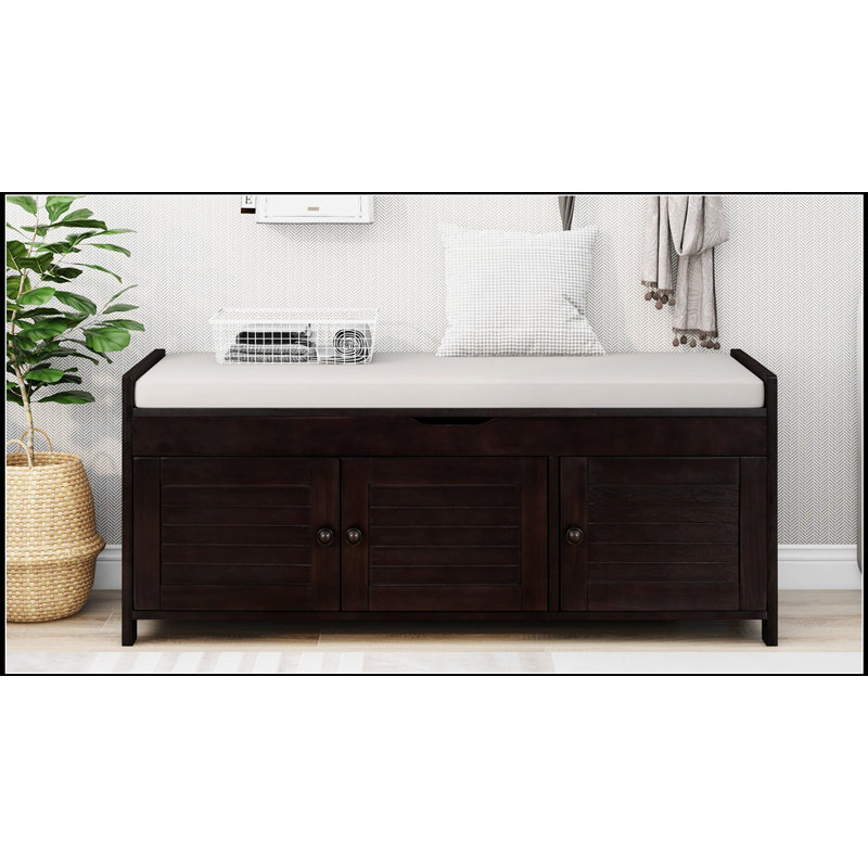 Storage Bench with 3 Shutter Doors, Espresso