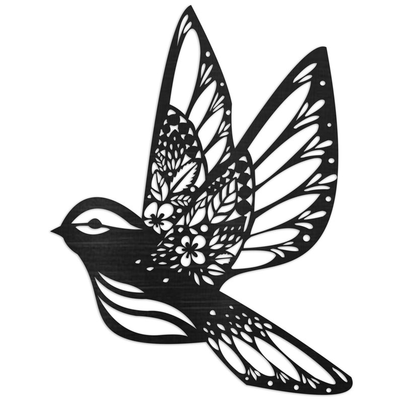 Décoration murale abstraite en forme d'oiseau - Bouleau baltique naturel, H 32 po x l 24,8 po x P 0,25 po