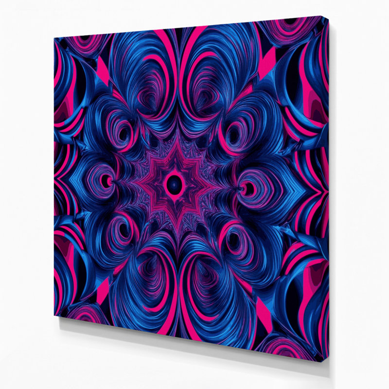 Art mural sur toile bleu op art, H 16 po x l 16 po