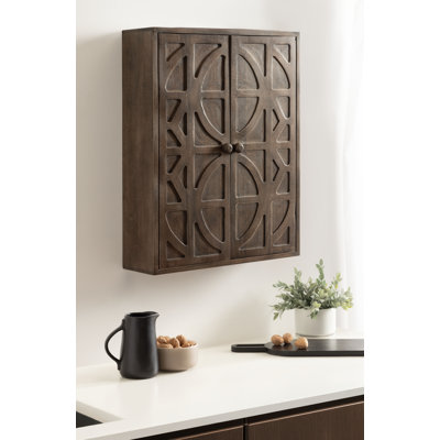 Galienne Tall Carved Wood Bathroom Wall Cabinet
