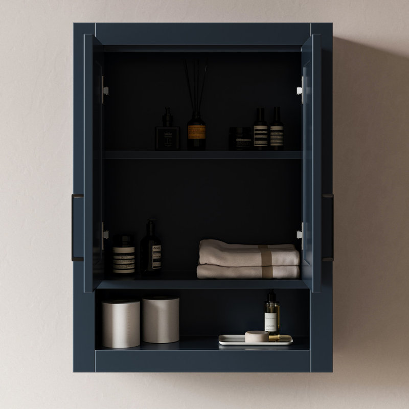 Armoire murale en bois massif H 31 po x l 23,1 po, Bleu marine , H 31 po x l 23,1 po x P 21,5 po