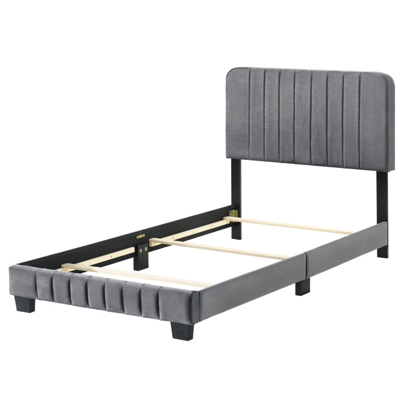 Anjelah Upholstered Standard Bed, Gray, Twin