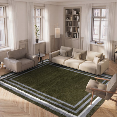 Tapis rayé à poils longs Kanina