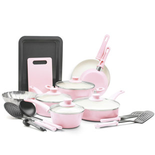  Styled Settings Pink Pots and Pans Set Nonstick - 15