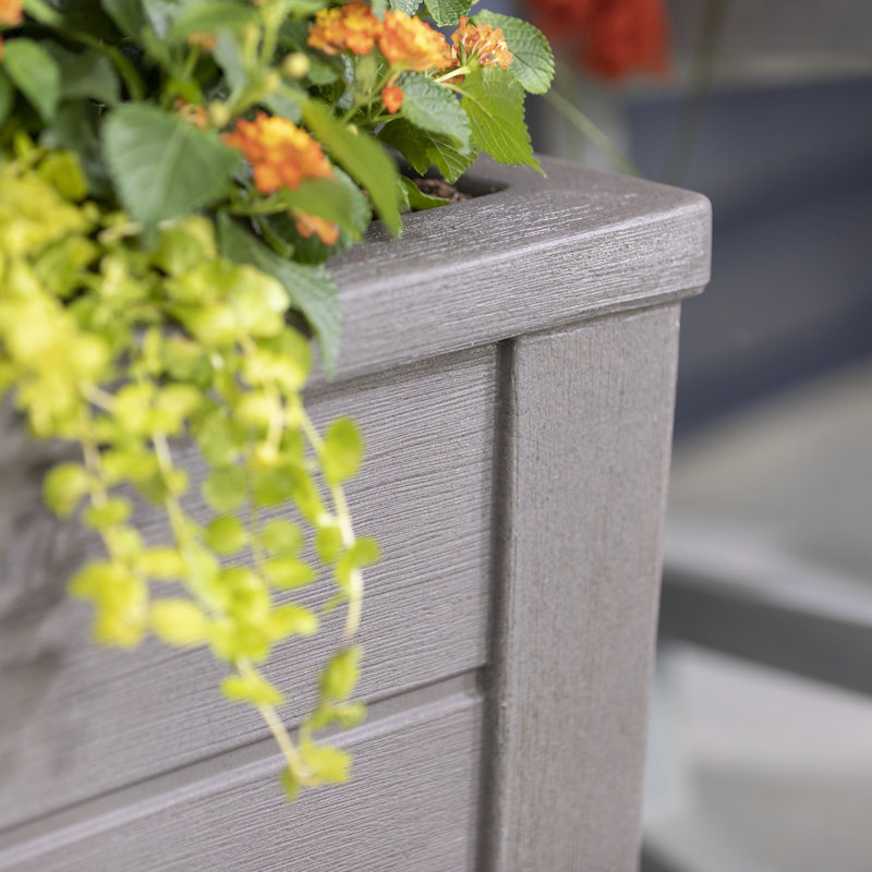 Lakewood Dark Cedar Resin Square Self-Watering Planter Box