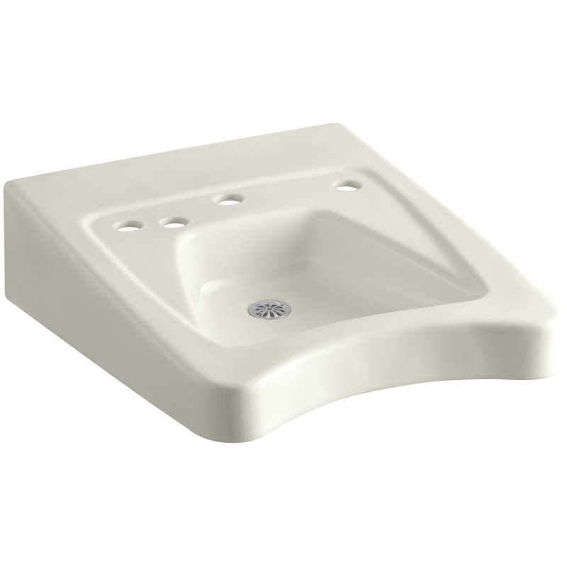 Morningside Ceramic 20" Wall Mount Bathroom Sink, Banc de sable, Centres de 11,5 po