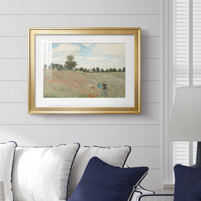 Poppies at Argenteuil (Les Coquelicots)-Claude Monet-Framed -1873 - Fine Art Reproduction, Matted and Framed Under Glass, Large Living Room Wall Art