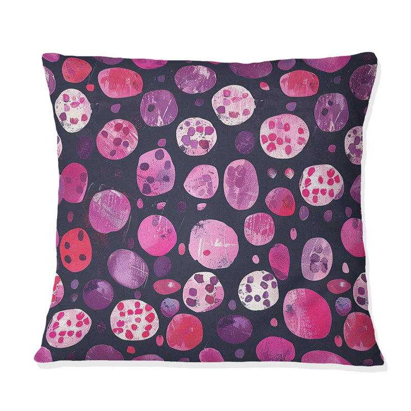 Coussin Magenta Glam Poka Dots I - Glam, H 18 po x H 18 po