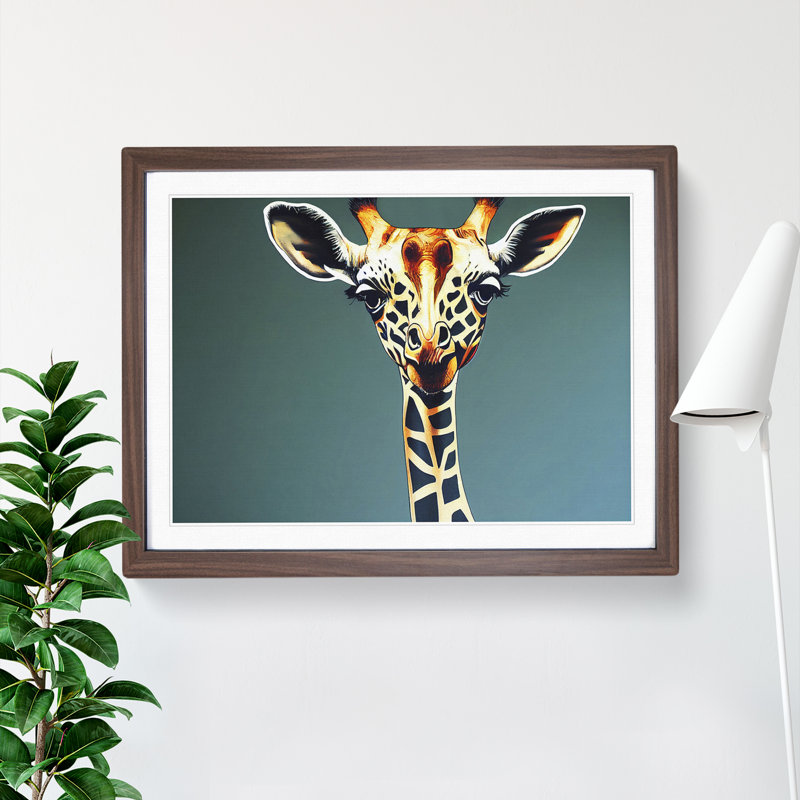 Giraffe Portrait - Framed Print, 46cm H x 64cm W x 2cm D, Walnut