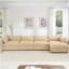 Canapé modulaire en L, canapé avec 1 repose-pieds mobile, coussins, canapé modulaire confortable avec tiroir de rangement sous chaque siège, chenille-1089284252-1089284251