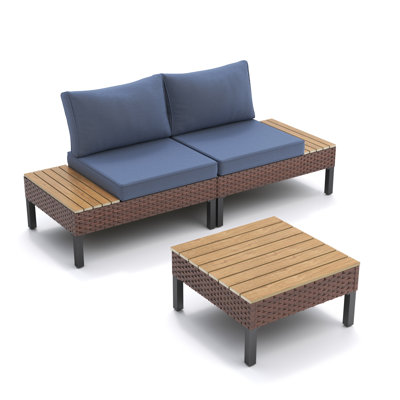 Causeuse de patio avec causeuse et table basse carrée