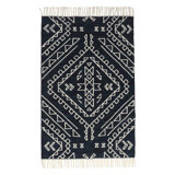 Blue My Mind Southwestern Area Rug in Dark Navy/White