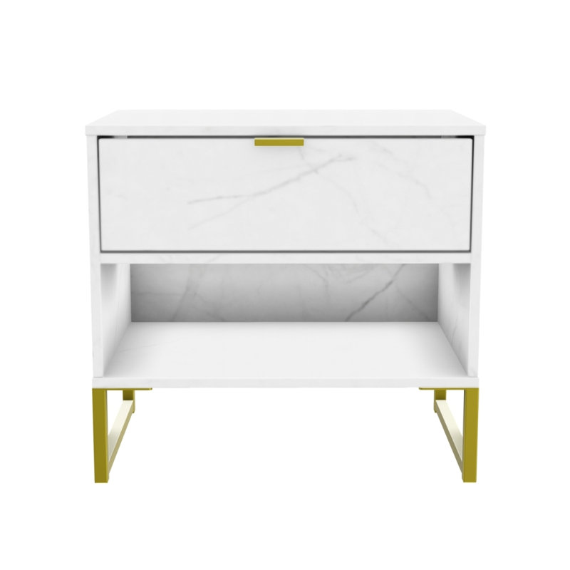 Fully Assembled Dolly 1 - Drawer Nightstand, Marble