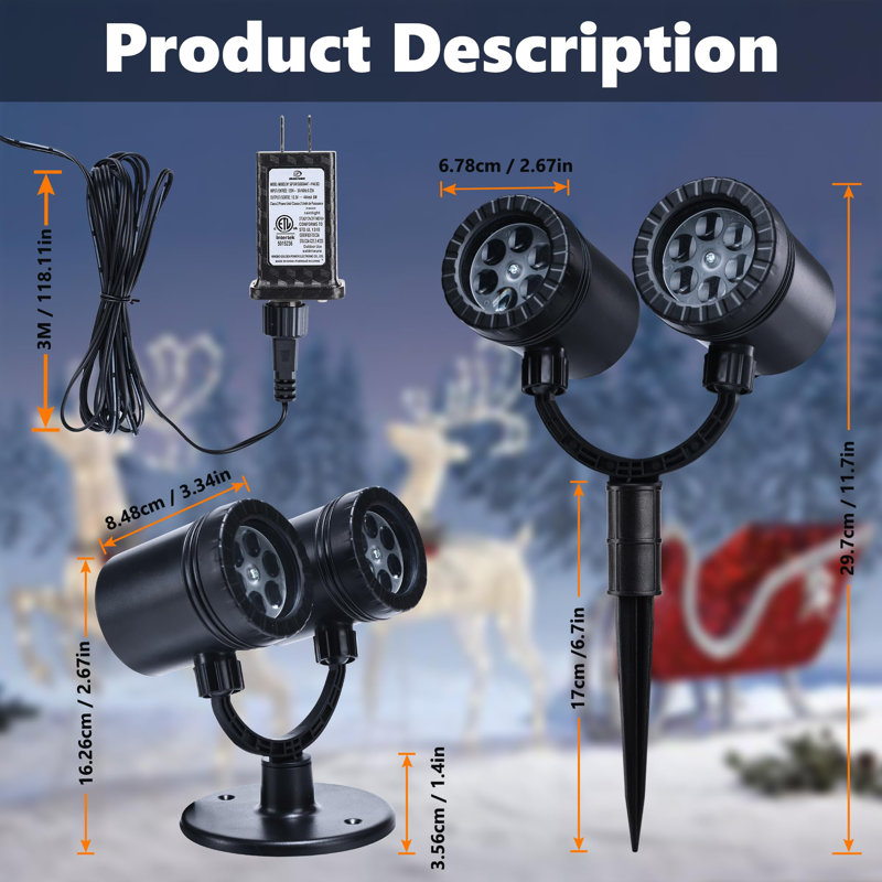 Double Head Dynamic Christmas Projector with Timer
