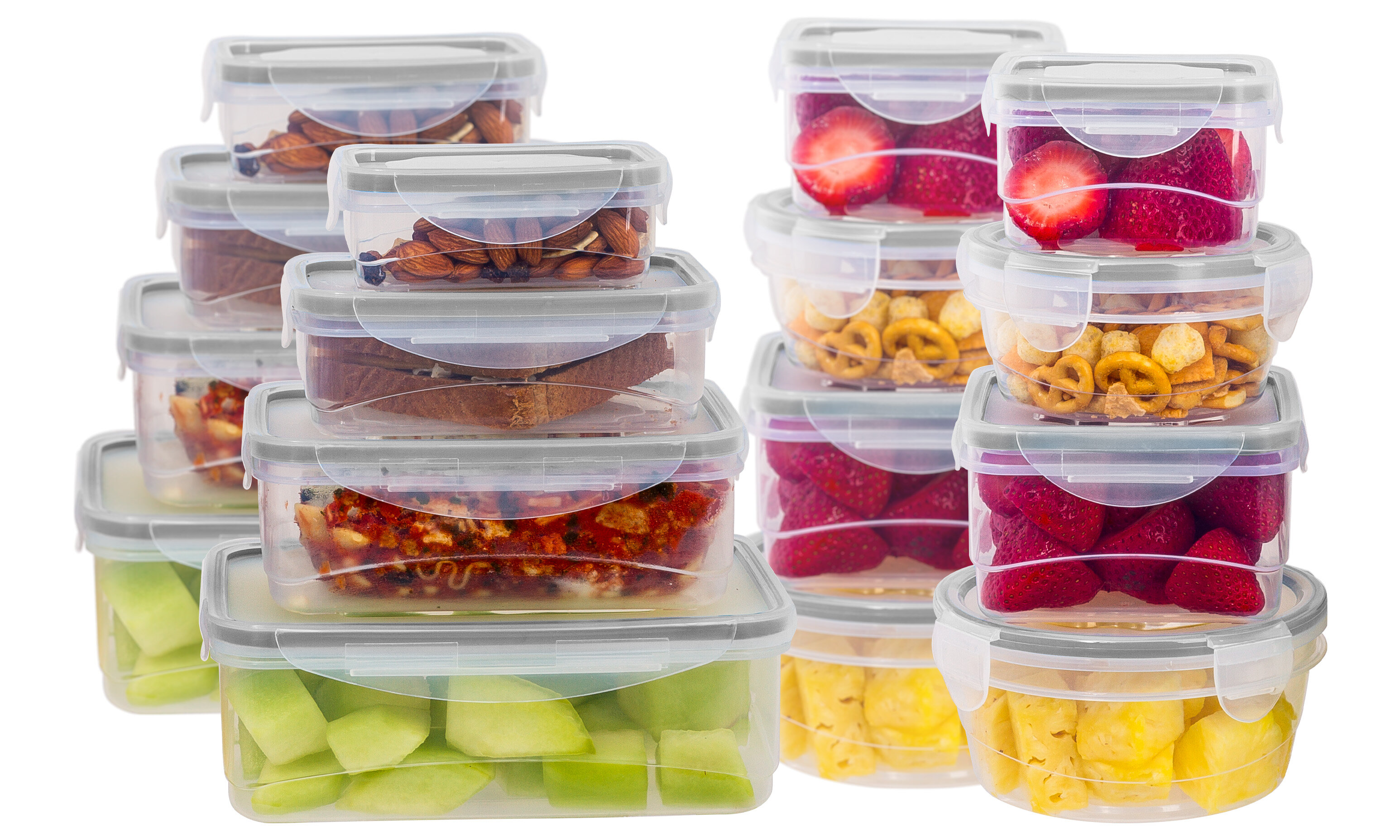 JoyJolt 24 Piece Fluted Glass Food Storage Containers with Leakproof Lids Set - Blue