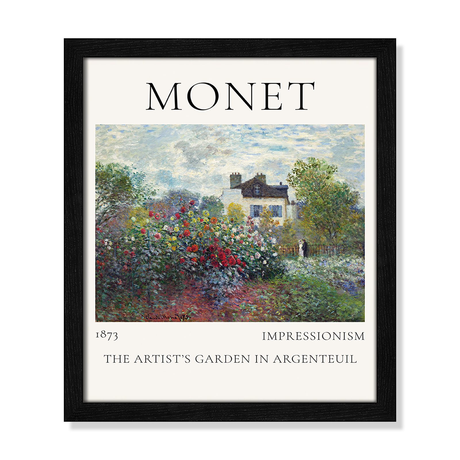 Rocchetto "Artists Garden in Argenteuil" Print, Black Single Picture Frame, No, 15" H x 13" W x 0.75" D
