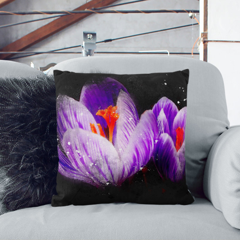 Crocus Flower Cushion with Filling, 40cm H x 40cm W x 15cm D