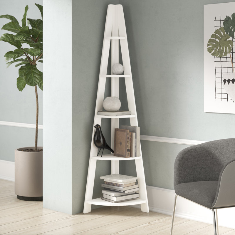 Gardi Corner Bookcase, White, 175.5" H x 39" W x 39" D