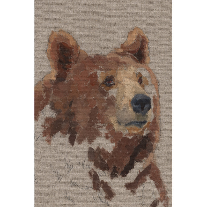 Big Bear II - Painting, 30cm H x 20cm W, Black Floater Framed