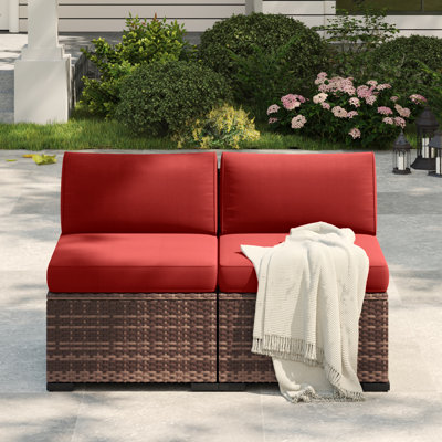 Chaise modulaire d'extérieur en osier avec coussin 24 po Yentin (ensemble de 2)