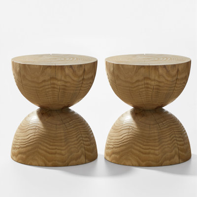 Solid Pine Wood End Table With Natural Grain